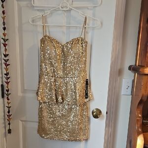 AS U WISH Gold Sequin Dress NWT size S